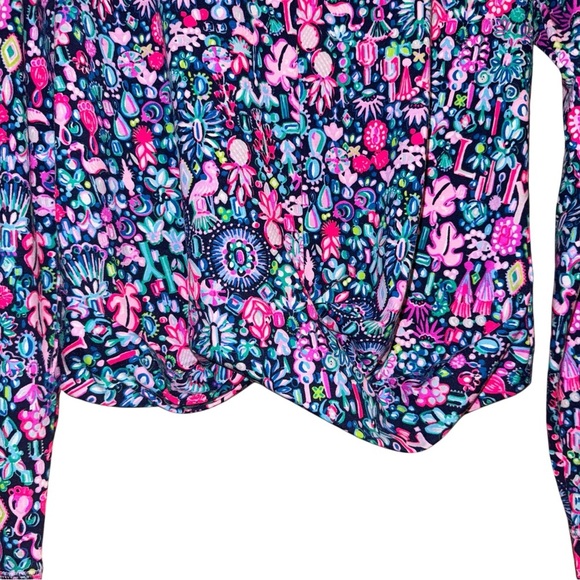 LILLY PULITZER NWOT Luxletic Oden Top Shirt In Low Tide Navy Pink Size Small NEW - Picture 8 of 15